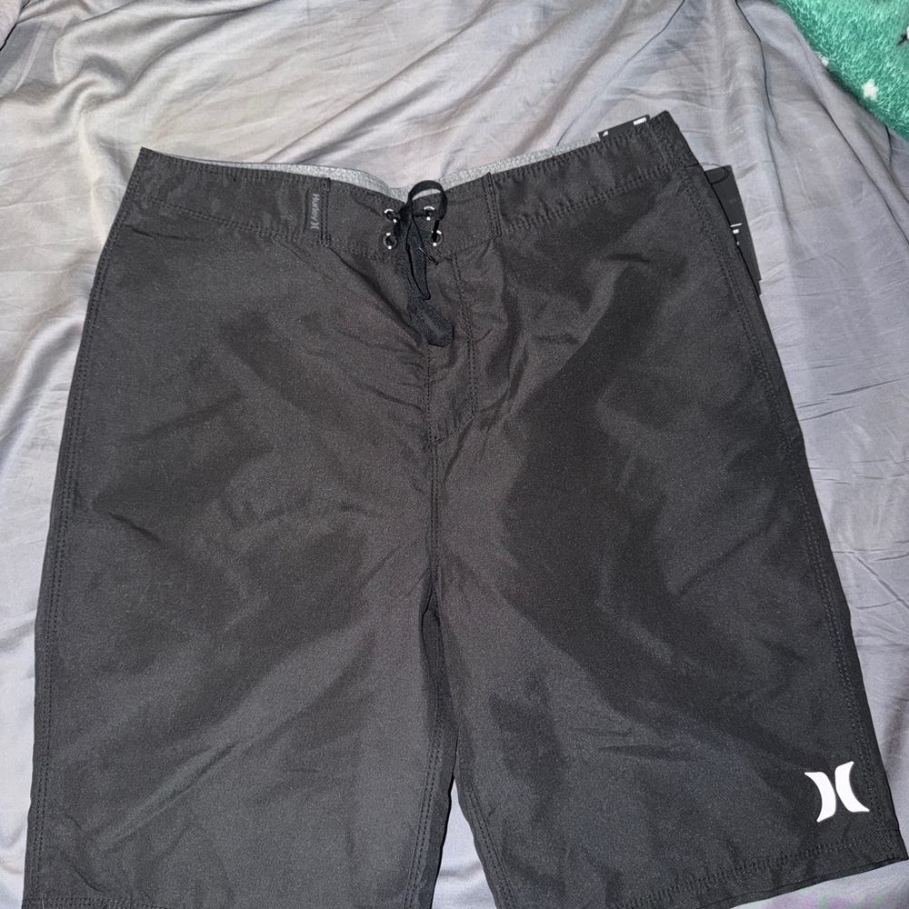 Hurley Black Men’s Board Shorts with White Logo